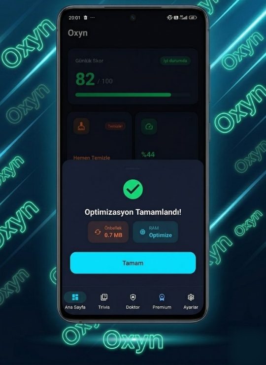 Performance optimizer showing RAM refresh and cache clearing results